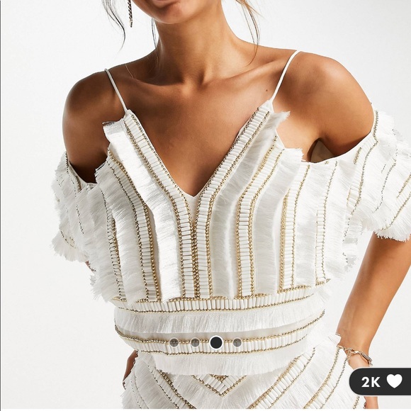 Asos two piece beaded fringe. Show stopping and perfect for a wedding event! - Picture 6 of 7